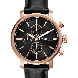 Rhett 43mm Multifunction Black Leather Watch