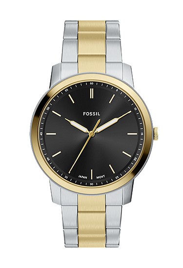 Minimalist 44mm Three-Hand Two-Tone Stainless Steel Watch