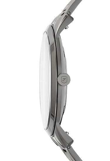 Minimalist 44mm Three-Hand Smoke Stainless Steel Watch - Image 2