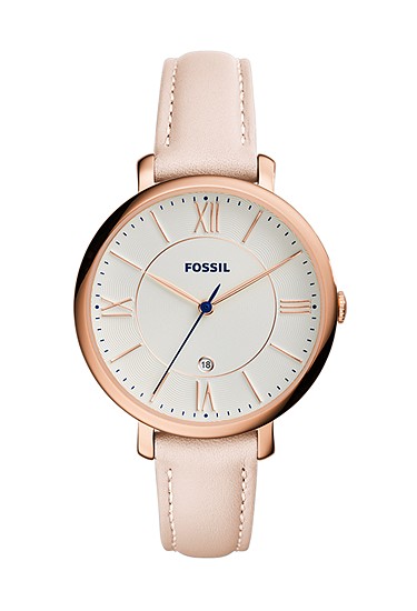 Jacqueline 36mm Three-Hand Date Blush Leather Watch