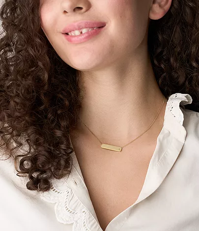 Sadie Gold-Tone Stainless Steel ID Necklace - Image 2
