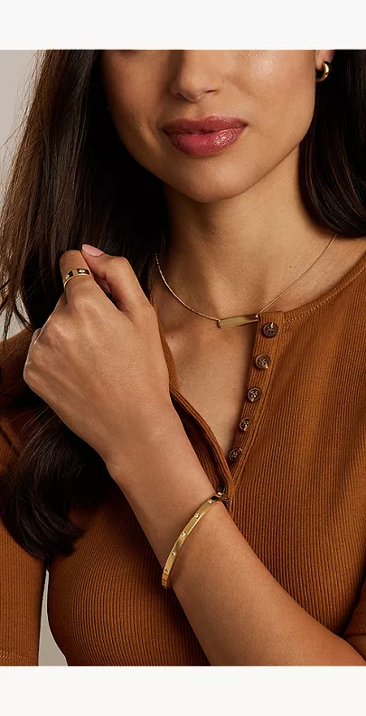 Sadie Gold-Tone Stainless Steel ID Necklace - Image 3
