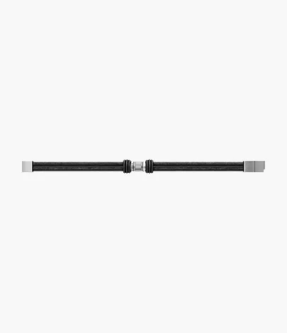 Machine Rondelles Black Leather Multi-Strand Bracelet - Image 5
