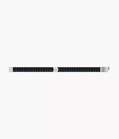 Woven Blue and Black Leather Bracelet - Image 5