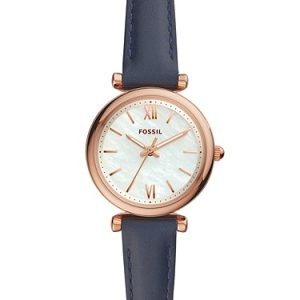 Carlie Mini 28mm Three-Hand Navy Leather Watch
