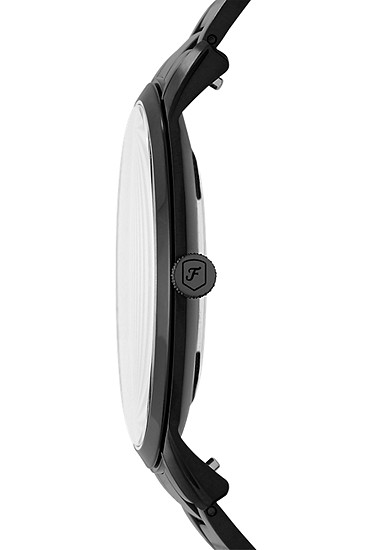Minimalist 44mm Three-Hand Black Stainless Steel Watch - Image 2