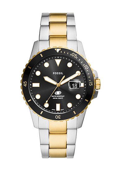 Fossil Blue Dive 42mm Three-Hand Date Two-Tone Stainless Steel Watch