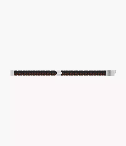Woven Black and Brown Leather Bracelet - Image 5