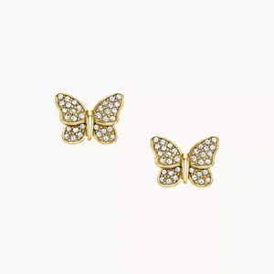 Sutton Pav?? Butterfly Gold-Tone Stainless Steel Stud Earrings