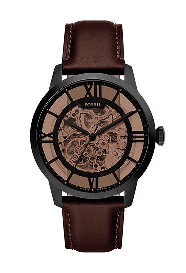 Townsman 44mm Automatic Dark Brown Leather Watch