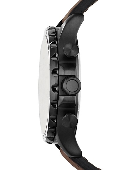 Nate 50mm Chronograph Brown Leather Watch - Image 2