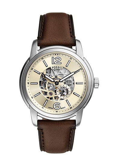 Fossil Heritage 43mm Automatic Brown Leather Watch
