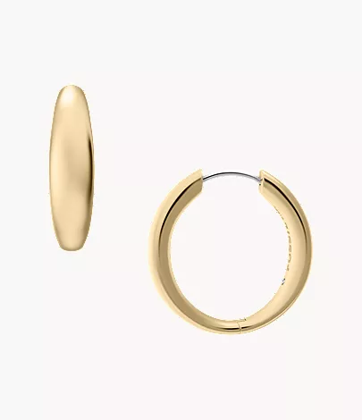 Ellis Domed Collection Medium Gold-Tone Stainless Steel Hoop Earrings