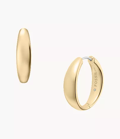 Ellis Domed Collection Medium Gold-Tone Stainless Steel Hoop Earrings - Image 3