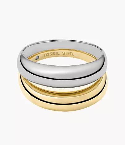 Ellis Domed Collection Two-Tone Stainless Steel Stack Ring - Image 3