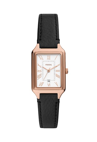 Raquel 23mm Three-Hand Date Black LiteHide? Leather Watch