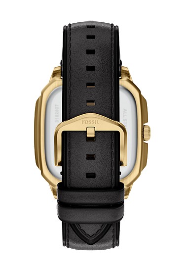 Crosby 42mm Three-Hand Black Leather Watch - Image 3