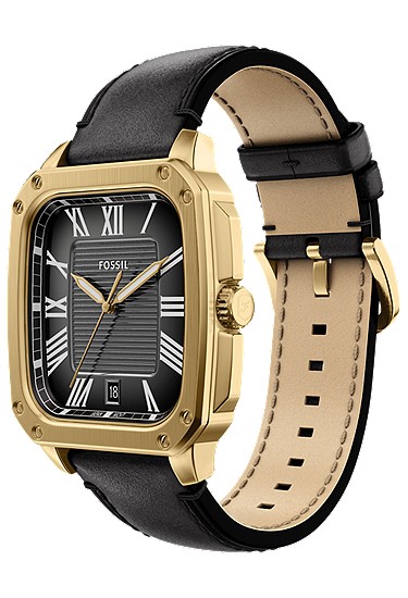 Crosby 42mm Three-Hand Black Leather Watch - Image 8