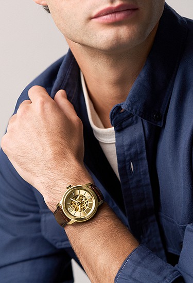 Fossil Heritage 44mm Automatic Brown Croco Leather Watch - Image 2
