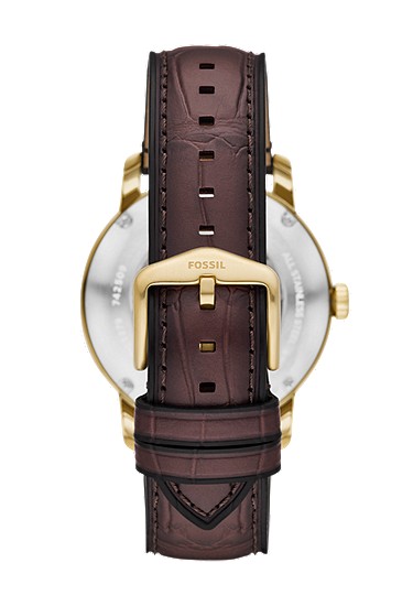 Fossil Heritage 44mm Automatic Brown Croco Leather Watch - Image 3