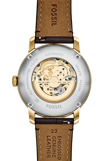 Fossil Heritage 44mm Automatic Brown Croco Leather Watch - Image 5