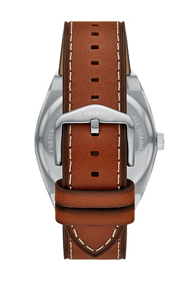 Everett 42mm Three-Hand Date Brown Leather Watch - Image 3