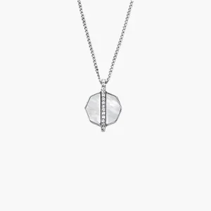 Merrit Timeless Mother Of Pearl Silver-Tone Stainless Steel Pendant Necklace