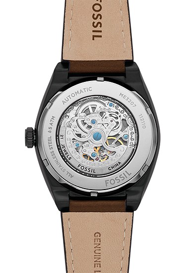 Everett 42mm Automatic Dark Brown LiteHide? Leather Watch - Image 4