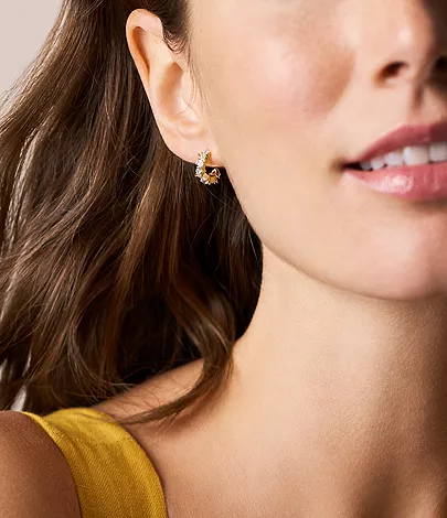 Ellis Mixed Shapes Gold-Tone Brass Hoop Earrings - Image 2