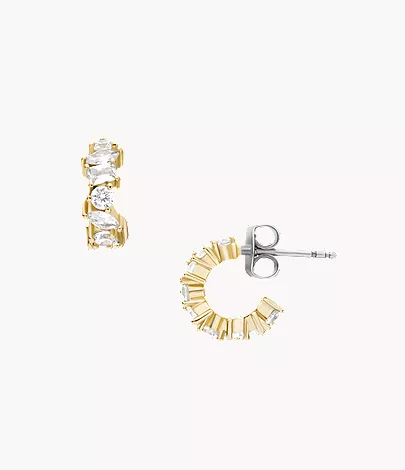 Ellis Mixed Shapes Gold-Tone Brass Hoop Earrings - Image 3