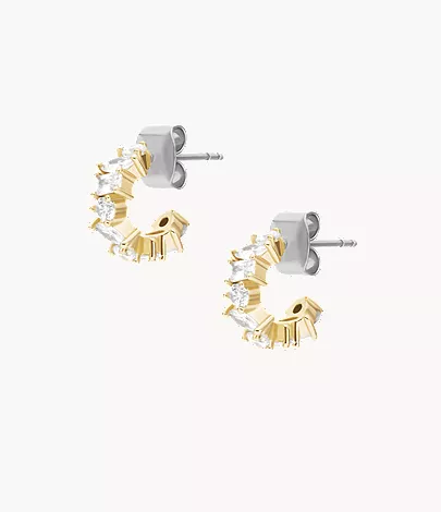 Ellis Mixed Shapes Gold-Tone Brass Hoop Earrings - Image 4