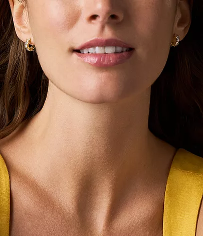 Ellis Mixed Shapes Gold-Tone Brass Hoop Earrings - Image 5
