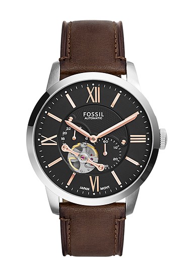 Townsman 45mm Automatic Leather Watch Brown