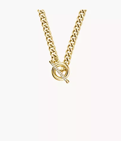 Carlie T-Bar Pav?? Gold-Tone Stainless Steel Toggle Necklace