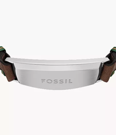 Topstitch Brown Leather ID Bracelet - Image 3