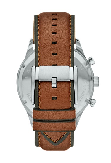 Flynn 48mm Chronograph Brown Leather Watch - Image 2