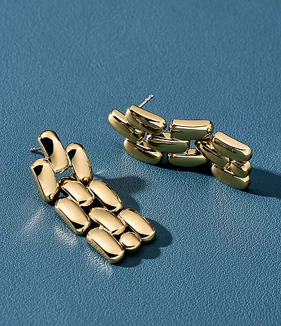 Arden Watch Links Gold-Tone Stainless Steel Drop Earrings - Image 5