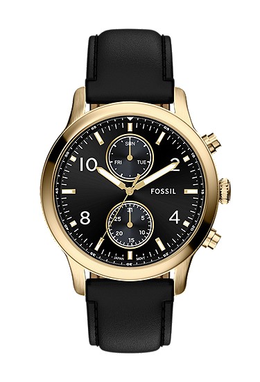 Bennett 45mm Multifunction Black Leather Watch