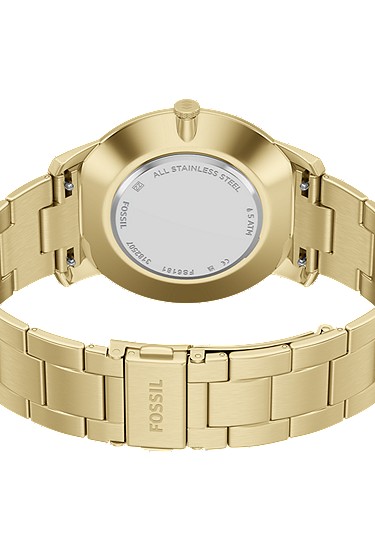 Minimalist 44mm Three-Hand Gold-Tone Stainless Steel Watch - Image 6