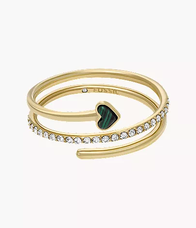 Sutton Modern Meadows Reconstituted Malachite Prestack Heart Ring - Image 3