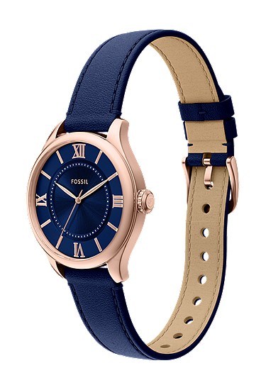 Gilmore 28mm Three-Hand Navy Leather Watch - Image 7