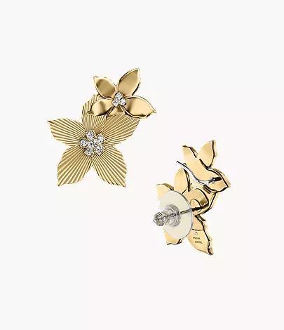 Sutton The Flower Collection Gold-Tone Stainless Steel Climber Earrings - Image 5