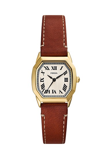 Harlow 27mm Three-Hand Medium Brown Leather Watch