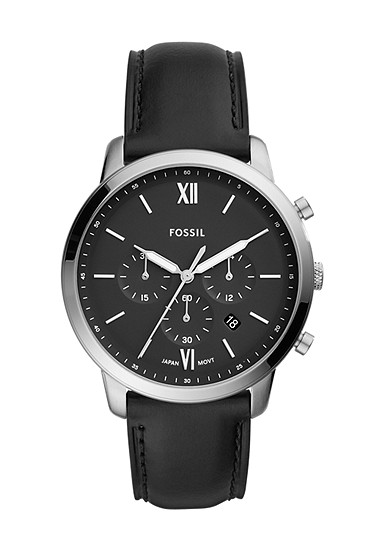 Neutra 44mm Chronograph Black Leather Watch