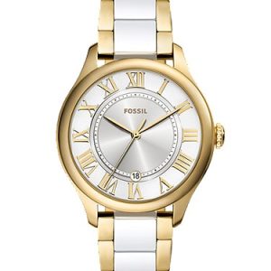 Gilmore 38mm Three-Hand Date Gold-Tone and White Ceramic Watch