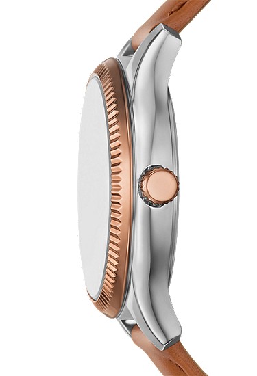 Rye 36mm Multifunction Brown Leather Watch - Image 4