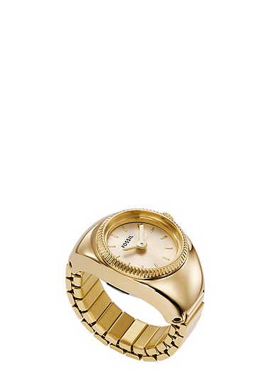 Watch Ring 15mm Two-Hand Gold-Tone Stainless Steel