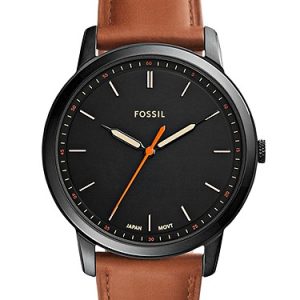 Minimalist 44mm Three-Hand Light Brown Leather Watch