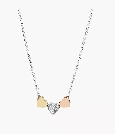 Sutton Heart Tri-Tone Steel Necklace