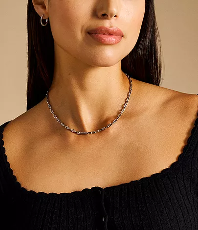 Heritage D-Link Silver-Tone Brass Chain Necklace - Image 2